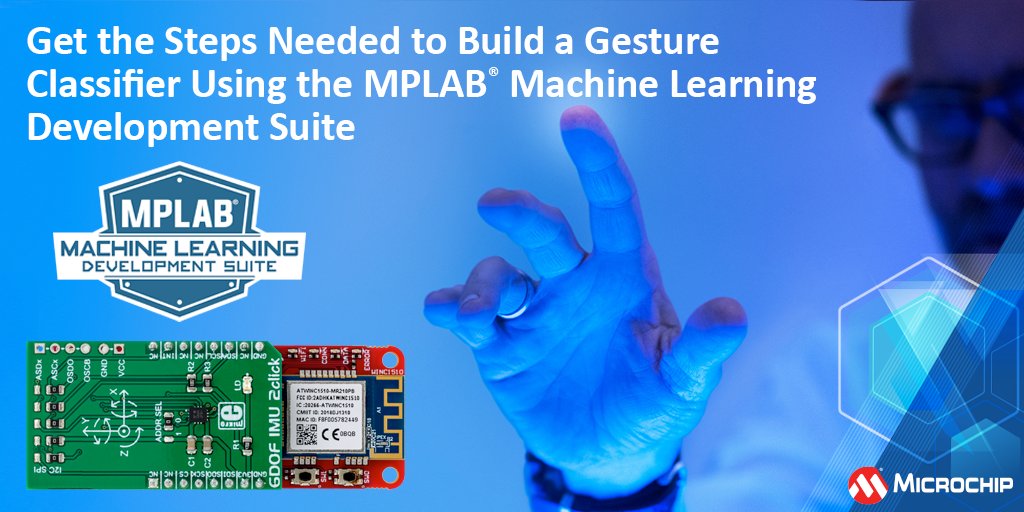 MicrochipTech's tweet photo. Learn how to build a gesture classifier using the MPLAB® Machine Learning Development Suite and how to use it with the SAMD21 ML Evaluation Kit. Read the article by Kedar Remane on the blog: https://t.co/ajF9uTEZ9U. #MachineLearning #MPLAB #Gesture #SAMD21 #Maker https://t.co/NzBN8KkGgx