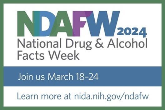 Register now for National Drug and Alcohol Facts Week, March 18-24! NDAFW is a weeklong national health observance inspiring dialogue about the #science of drug use and #addiction among youth. #PreventionWorks buff.ly/3ZuqLip