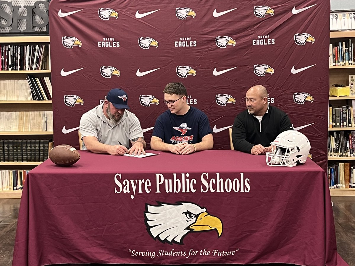 Great day for this young man. Signed to play football at Oklahoma Panhandle State. #sayrehsok