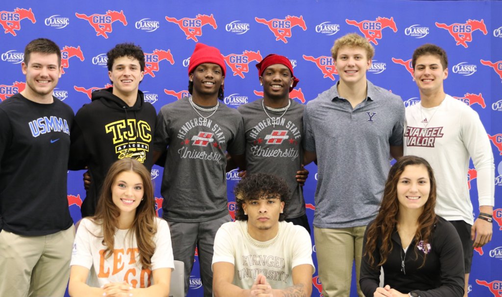 Congratulations to these GHS student-athletes who signed commitment letters to play on the collegiate level. They have worked so hard to make it to this point, and GCISD is very proud of them.