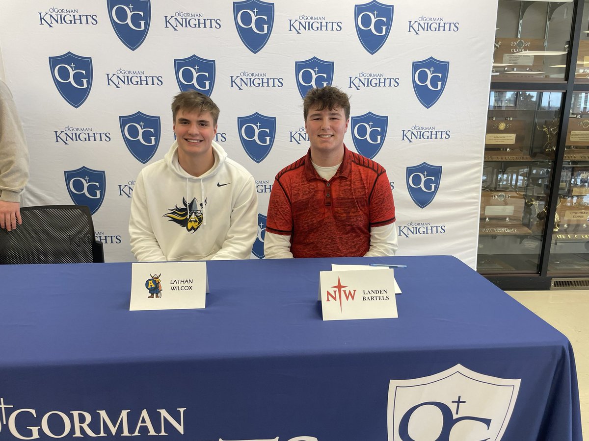 Congrats to Lathan Wilcox (Augustana) and Landen Bartels (Northwestern) on signing their letter of intent.!