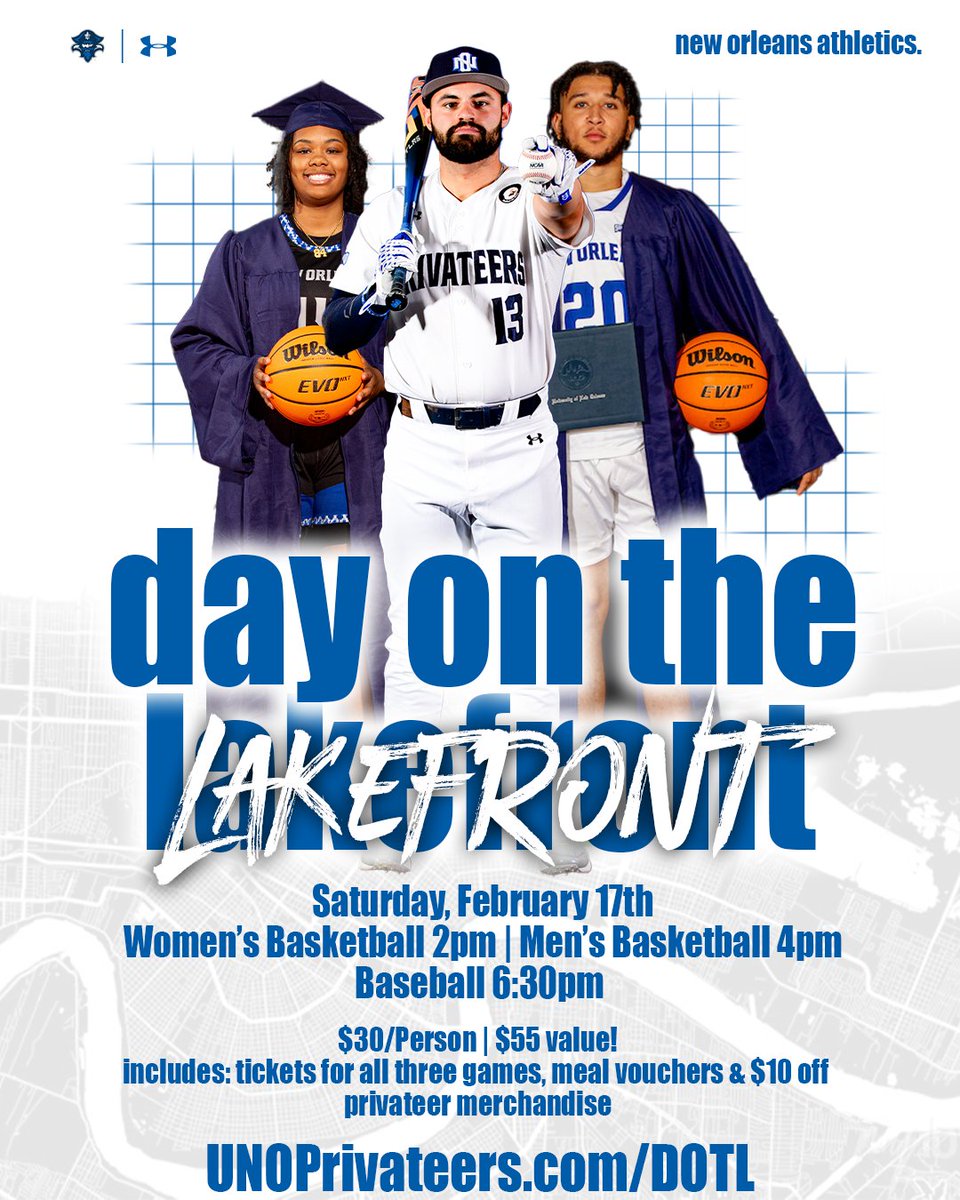 come spend a day on the lakefront! for just $30, come support baseball and our men's and women's basketball teams.

🏀⚾  Premium Basketball + Baseball Ticket behind the benches/home plate
🌭🍺  Food &amp; Beverage Vouchers for both games
⚔️$10 Off Privateers Merchandise Coupon: