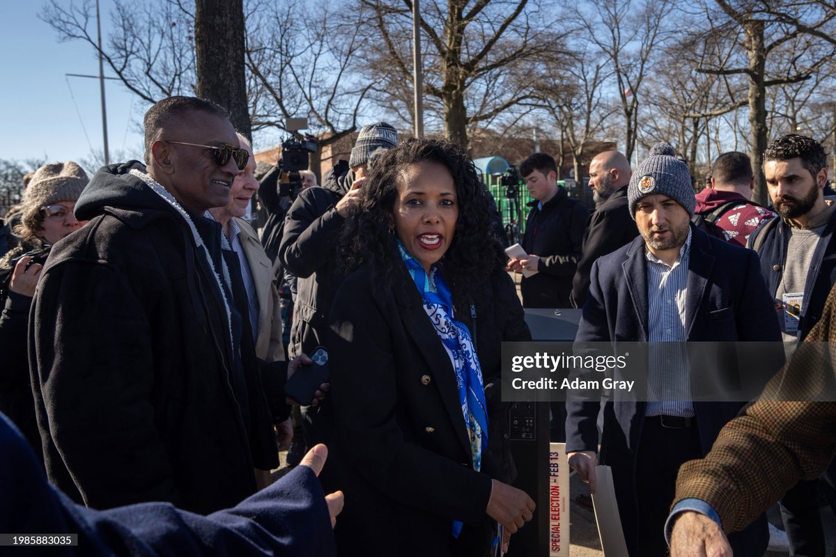 Republican Mazi Pilip campaigns across the street from the Creedmoor migrant center in Queens, NY. Pilip is seeking the congressional seat formerly held by George Santos, who was expelled from Congress in the wake of multiple federal indictments. 📸: @agrayphoto