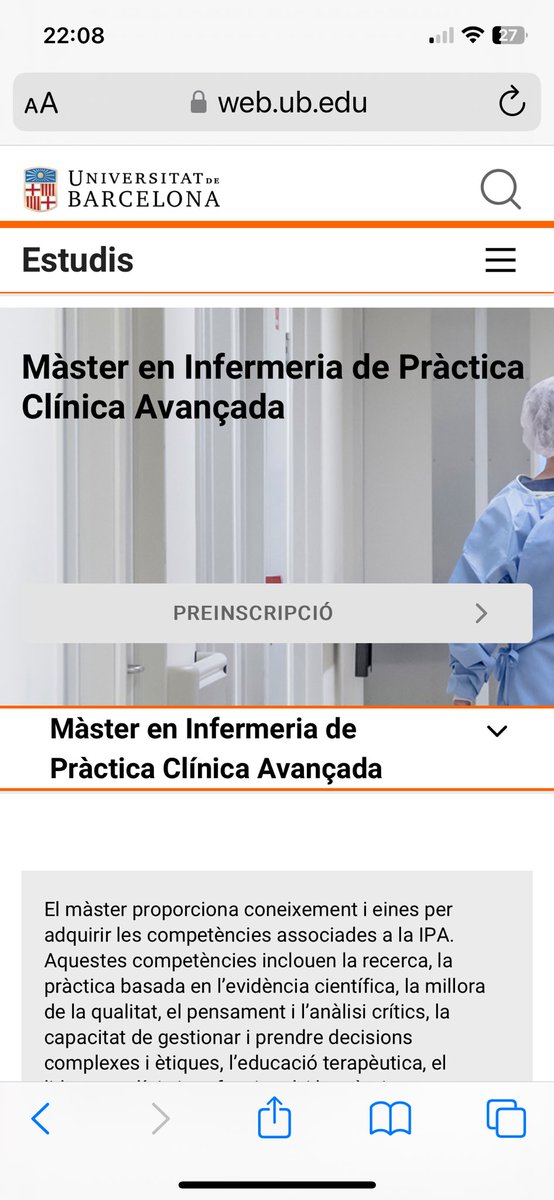 Màster Universitari Infermeria Pràctica Avançada (@muipca_ub) on Twitter photo Coneixes ja els 6 itineraris nous que tenim al Màster Universitari d’Infermeria de Pràctica Clínica Avançada?
web.ub.edu/web/estudis/w/… Coneixes ja els 6 itineraris nous que tenim al Màster Universitari d’Infermeria de Pràctica Clínica Avançada?
web.ub.edu/web/estudis/w/…