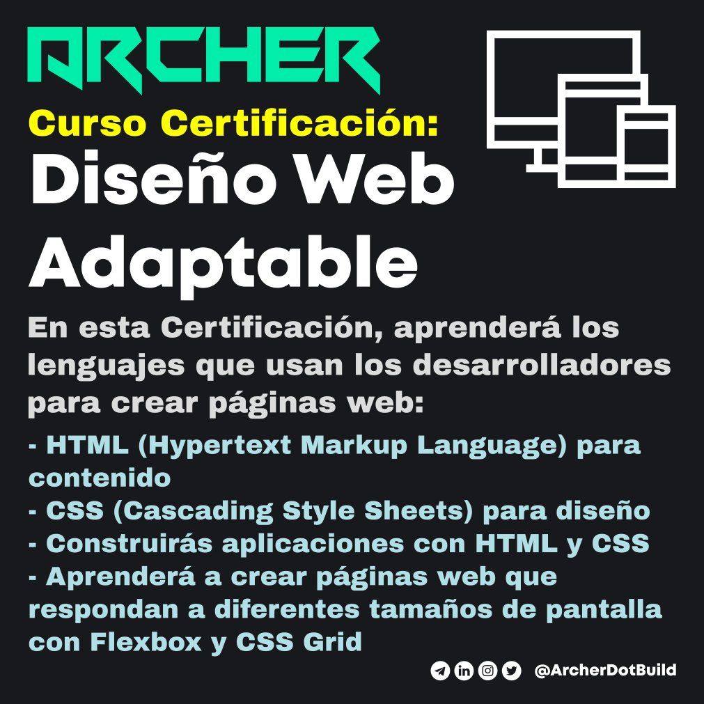 ArcherDotBuild's tweet photo. Responsive Web Design Certification
-
Diseño Web Adaptable Certificación
-
➡️➡️➡️ https://t.co/LEoixcM9ON