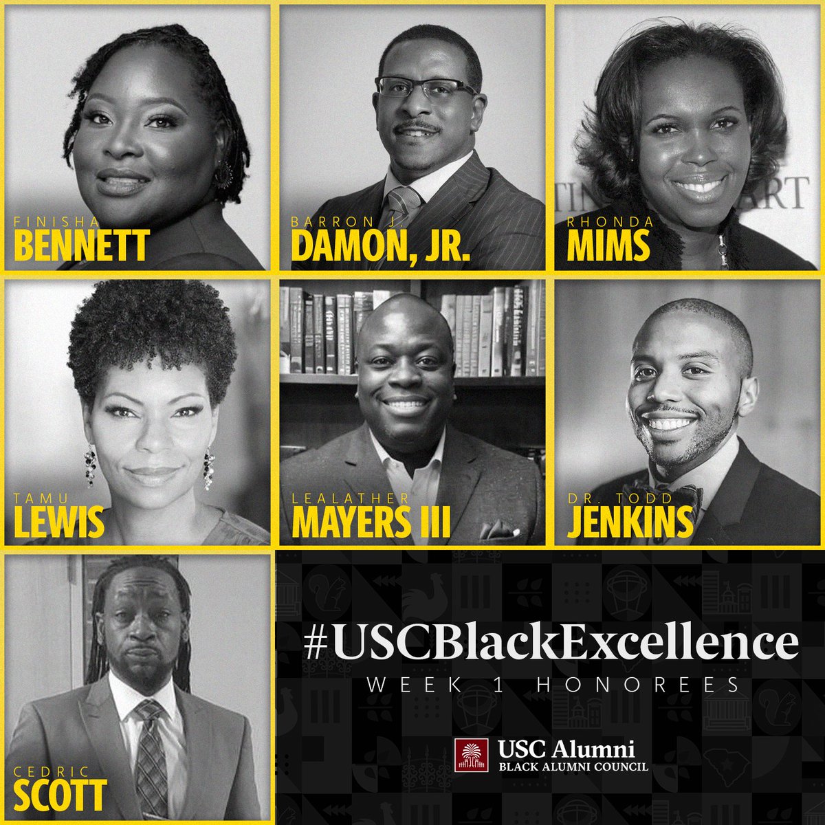 UofSCBAC's tweet image. Meet the first seven honorees in our 29 Days of #USCBlackExcellence campaign!
📝: uofscalumni.org/news/29-days-o…