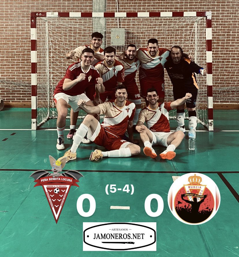 🏁FINAL🏁 ¡¡PASAMOS A SEMIS!!🥳🥳

<a href="/P_BenditaLocura/">Peña Bendita Locura</a> 0-0 (5-4) #orgullomurciano 

Partido muy disputado que nos llevamos en panaltis y nos mete en las semifinales de Copa 🏆 ¡¡Enhorabuena equipo, a por ella!!❤️🤍
<a href="/comprarjamonero/">Inmaculada Garrido</a> #futsal #fepemur #realmurcia