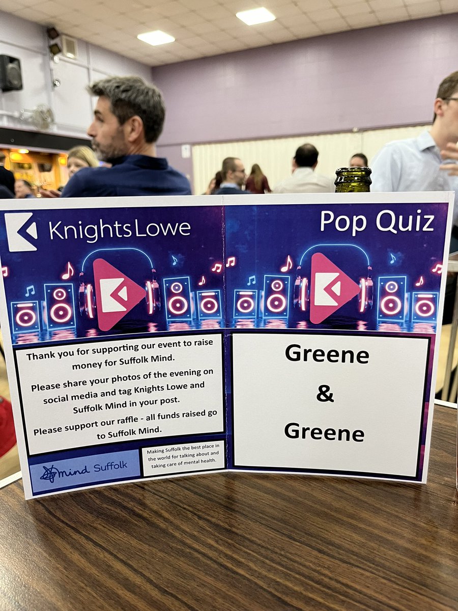 sdhsolicitor's tweet image. Results awaited @knights_lowe pop quiz - not likely to be winners tonight but a good effort by #teamgreene