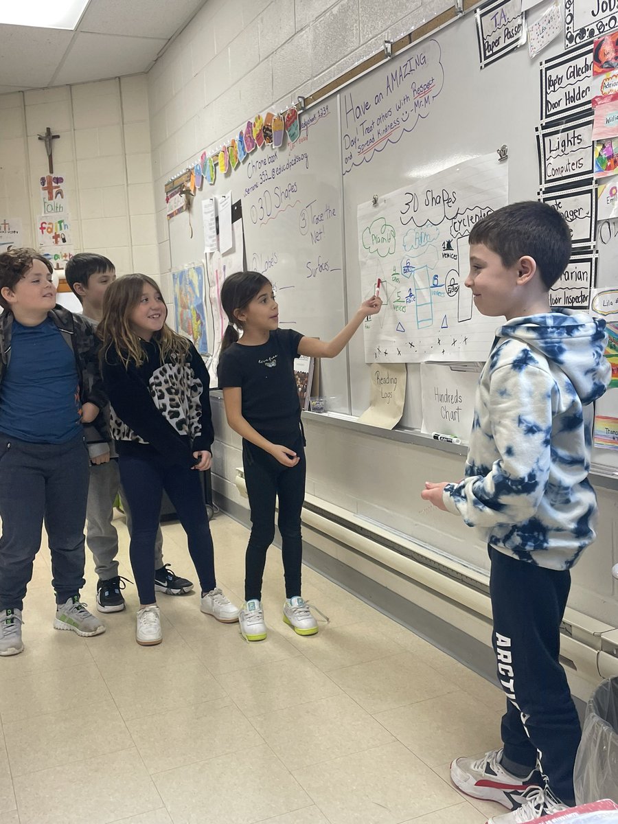 As we wrap up our Geometric Reasoning math unit, the students were able to use manipulatives to create specific 2D nets for various 3D shapes. Once we were done the class shared their findings of attributes such as number of vertices, edges, and faces! #DPMATH <a href="/StJohnPaul2/">St. John Paul II Catholic Elementary School</a>