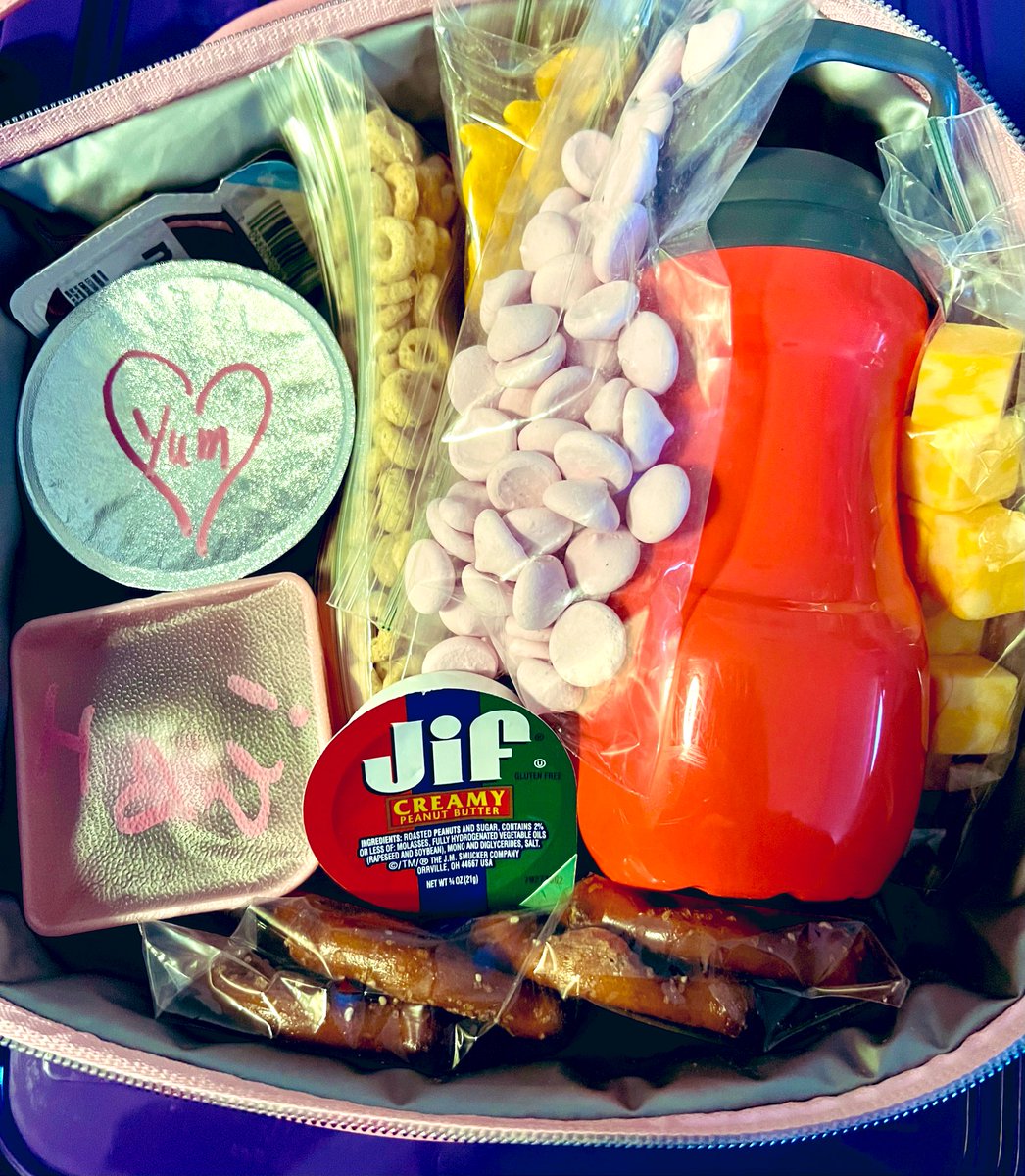 LeighTobes's tweet photo. 💘To Granmommie’s house she goes… #snackpack🦄 #cheesybits🧀 (number blocks) @oatly w/ Cheerios!… #loveher🩷 #babybel💕 https://t.co/YdPc6YJR6R
