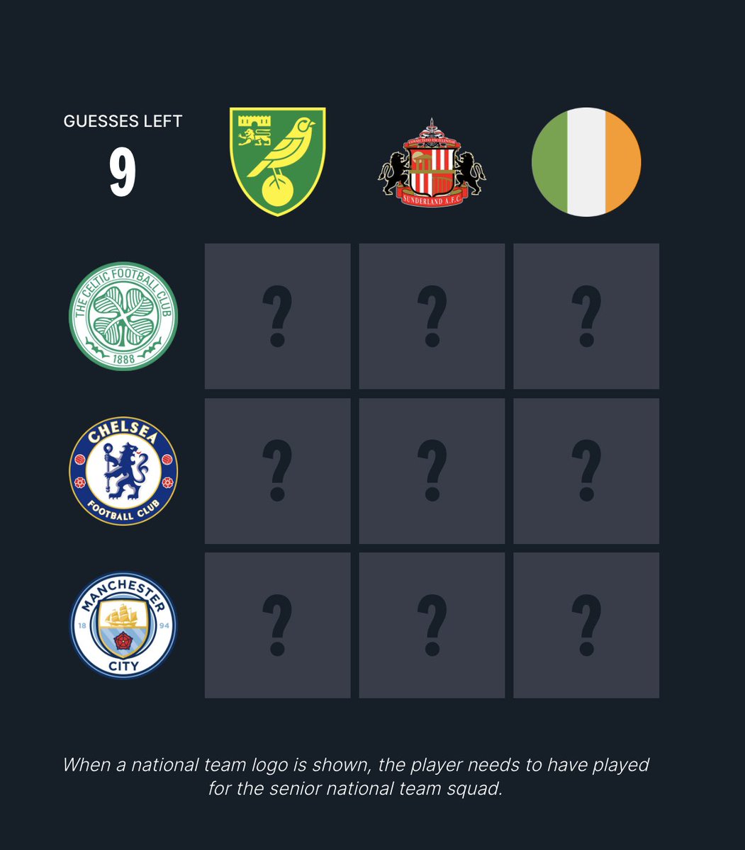 ⚽️ Football Grid #185

Play here: acmomento.com/football-grid                                  

Quote RT or Reply with your scores! #footballgrid
