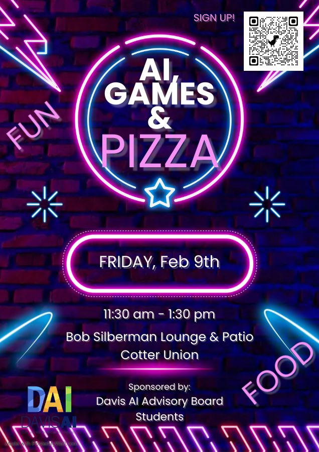 Join us for AI games and pizza this Friday!! 
#davisai #dai #ai #artificialintelligence #colbycollege #colby #maine #aigames