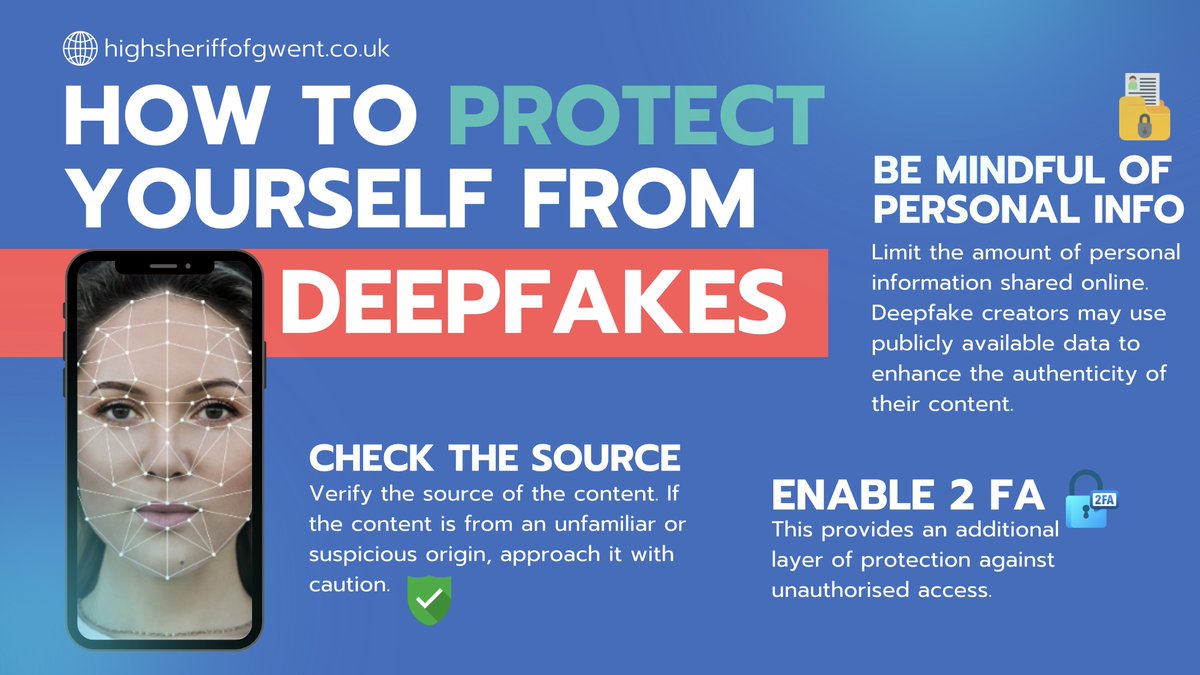AI is shaping our society, but it poses cyber threats like deepfakes—AI-generated content spreading misinformation. To read a recent case study of sophisticated video AI deepfake, see post at: highsheriffofgwent.co.uk/news/