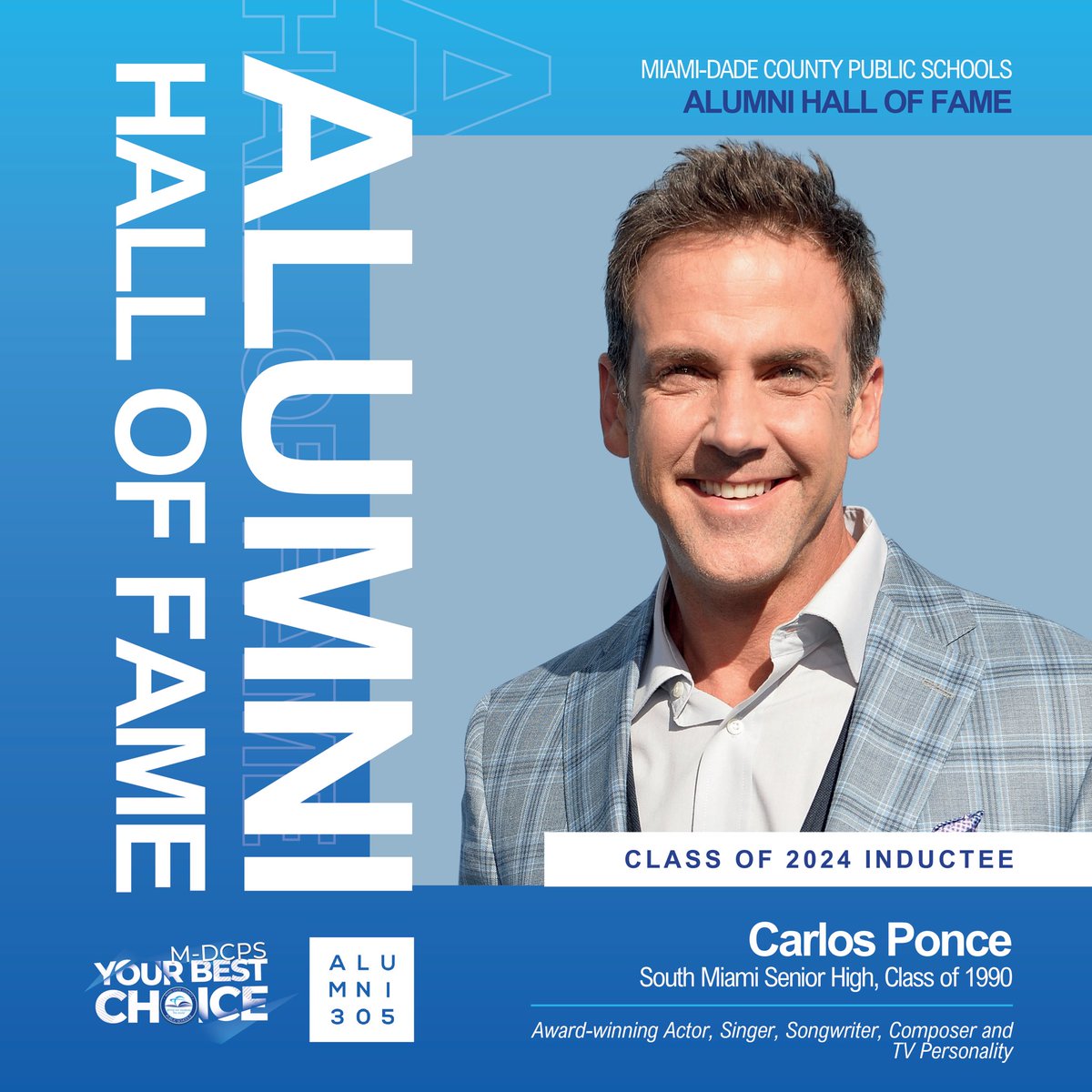 MDCPSAlumni305's tweet photo. ✨ Arriving at the age of 14 from Puerto Rico, Carlos Ponce found guidance and skills to pursue his performing arts dream at South Miami Senior High. The class of 1990 Cobra, an award-winning singer and actor, is our final class of 2024 Alumni Hall of https://t.co/hA0U31Z6PZ