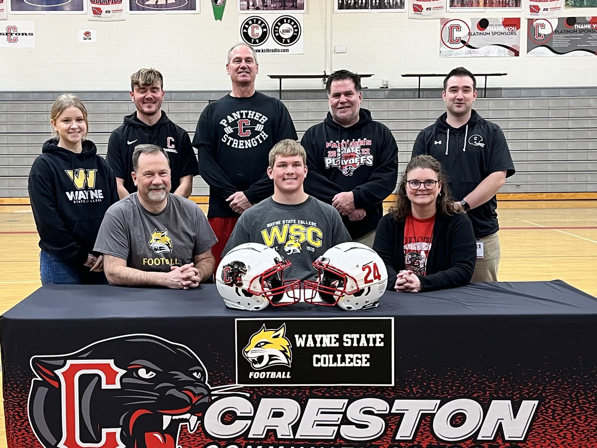 Creston Panther Football (@crestonfb) on Twitter photo Great Day for the Panther Football Squad. Signing Day! Best of Luck to these fine young men as they embark on an exciting journey. <a href="/bmorrison1975/">Brian Morrison</a> <a href="/senorshantzy/">Steve Shantz</a> <a href="/BrandonPhipps3/">Brandon Phipps</a> <a href="/Garrison_Carter/">Garrison Carter</a> <a href="/waynestate/">Wayne State University</a> <a href="/bearcatsports/">Northwest Athletics</a> <a href="/NWMOSTATE/">Northwest Missouri State University</a> Great Day for the Panther Football Squad. Signing Day! Best of Luck to these fine young men as they embark on an exciting journey. <a href="/bmorrison1975/">Brian Morrison</a> <a href="/senorshantzy/">Steve Shantz</a> <a href="/BrandonPhipps3/">Brandon Phipps</a> <a href="/Garrison_Carter/">Garrison Carter</a> <a href="/waynestate/">Wayne State University</a> <a href="/bearcatsports/">Northwest Athletics</a> <a href="/NWMOSTATE/">Northwest Missouri State University</a>
