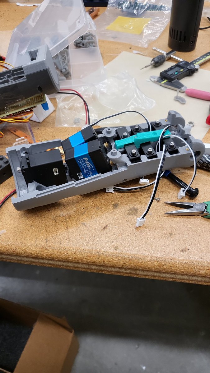 Checking servo fit in the forearm today. #dexhand #humanoid #robot