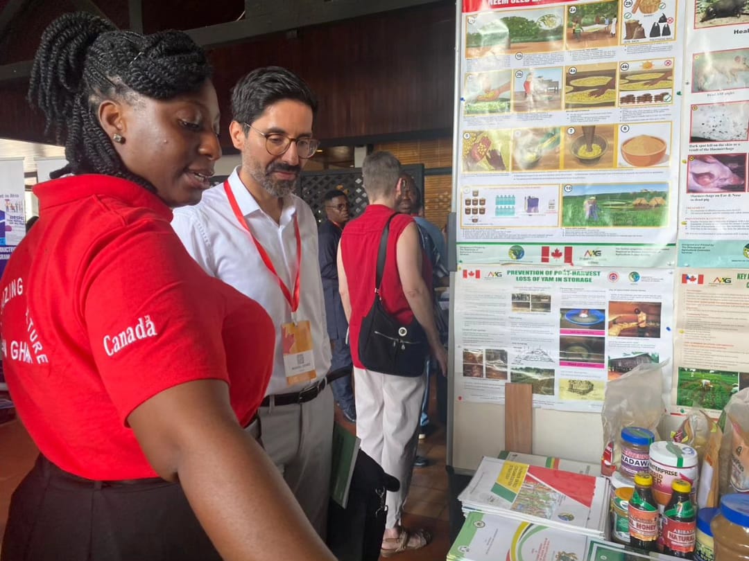 MizzouCIP's tweet photo. TEDMAG Consortium featured its work at Canadian High Commission's Global Market Place in Accra, Ghana on Jan 23. TEDMAG was supported by Global Affairs Canada and with the Ghana Ministry of Agriculture improved agric productivity and profitability.  #IDW2024 #SDGs #GoForTheGoals https://t.co/l4Qdm43vei