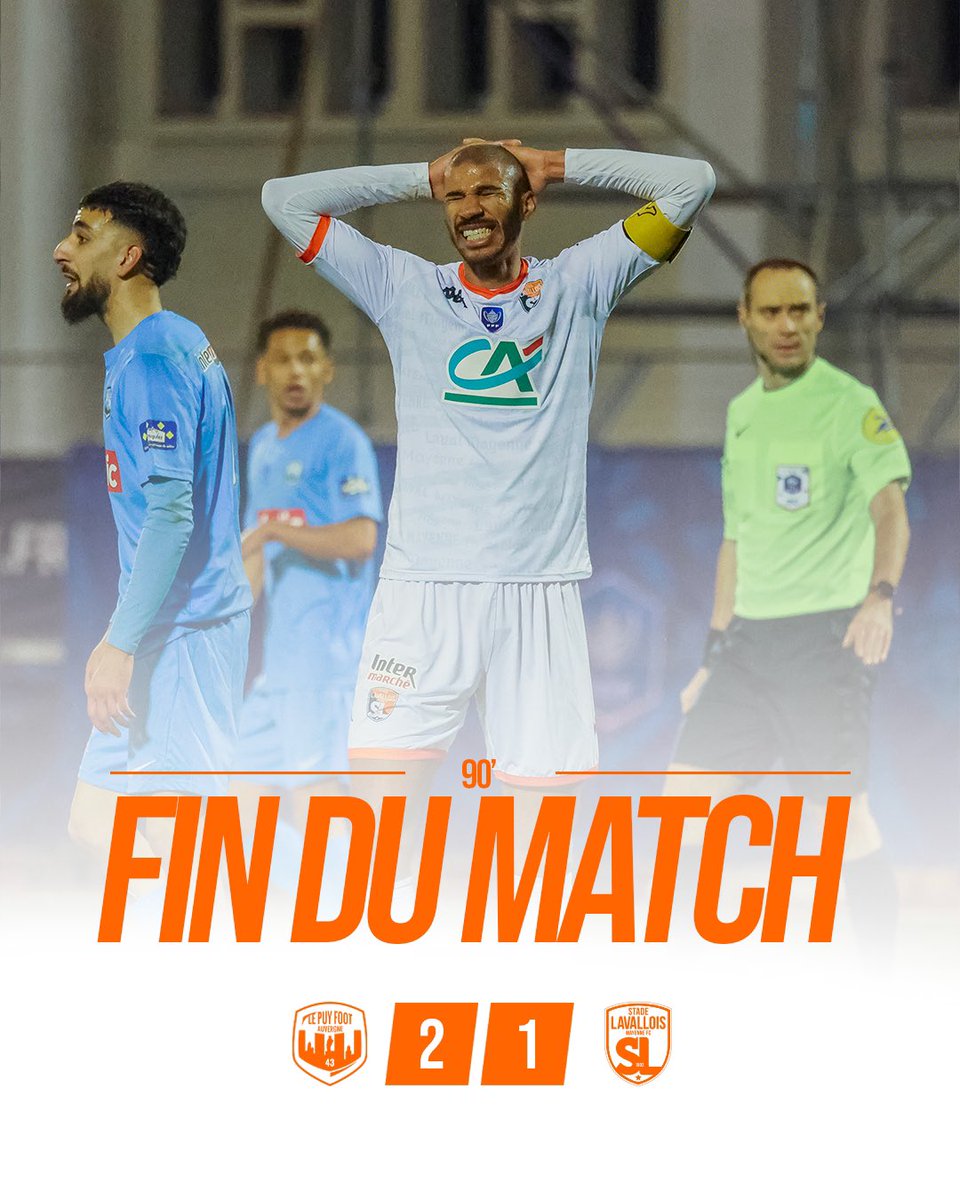 stadelavallois's tweet photo. ⏱️ 90’⎮ #LPF43LAVAL
Dommage pour nos Tango qui s’inclinent 2-1 suite à un penalty à la 90e minute. Bravo au Puy pour leur parcours en Coupe de France. 🟠⚫️
2️⃣-1️⃣ https://t.co/2CQui0145N