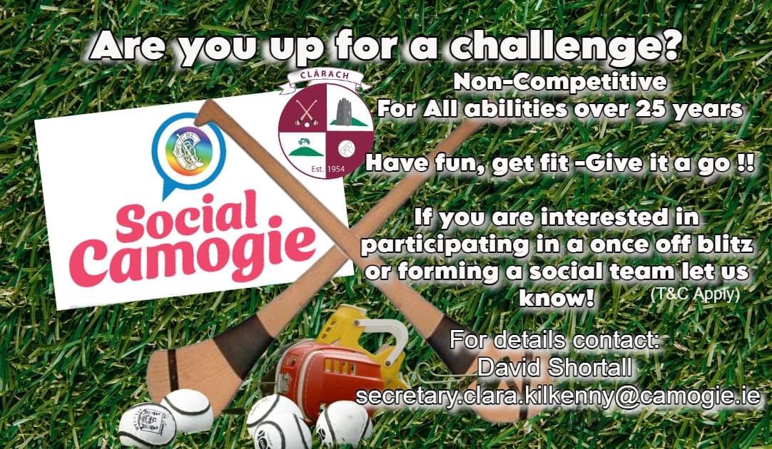 Social Camogie – Are you interested? If so let us know – it might be for a once off blitz or maybe forming a social team for fun and fitness. @KilkennyCamogie