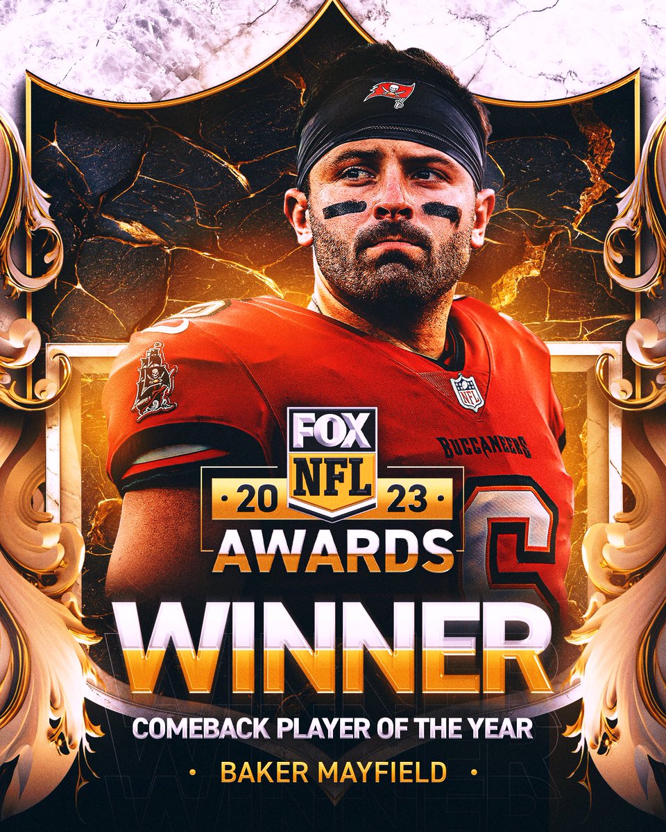 Your 2023 Comeback Player of the Year is @Buccaneers QB Baker Mayfield, as voted on by NFL on FOX fans