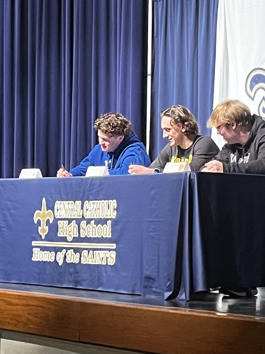 Congratulations to our seniors who signed the NLIs to play D1 football next year! Today is a great day for them, their families, and our program #GoSaints

<a href="/DominicMcKibbin/">Dominic McKibbin</a> 
<a href="/DrakeBulldogsFB/">Drake Football</a> 

<a href="/ColinHayes25/">Colin Hayes</a> 
<a href="/valpoufootball/">Valpo Football</a> 

<a href="/JacksonMetzdor4/">Jackson Metzdorff</a>
@WIUfootball