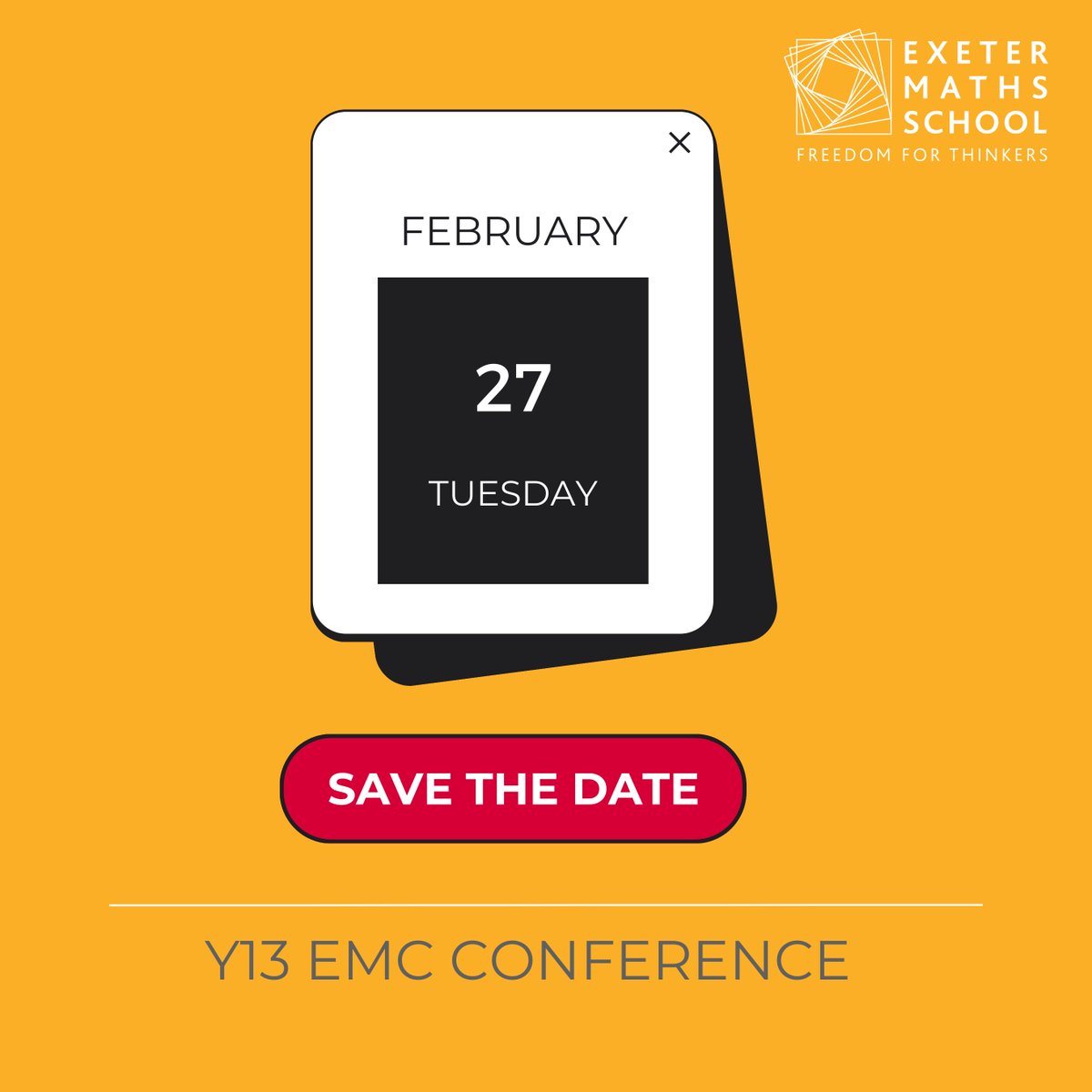 Parents & Carers - Don't forget our Y13 EMC Conference is due to take place on Tuesday 27 February. Further details and booking information will be sent out soon. We're looking forward to welcoming you!