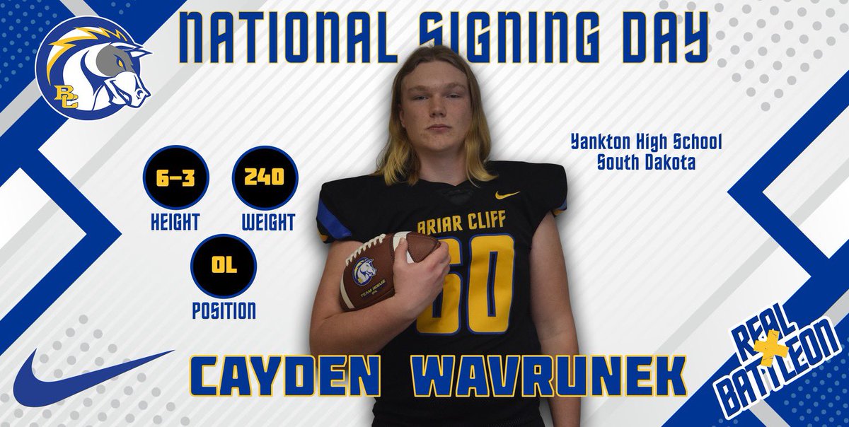 NSD24‼️ ✍️| Cayden Wavrunek 📱| @Cwavrunek6 📍| Yankton HS 🚨| Offensive Line 🎥| hudl.com/video/3/167235… #BattleOn | #ALLIN