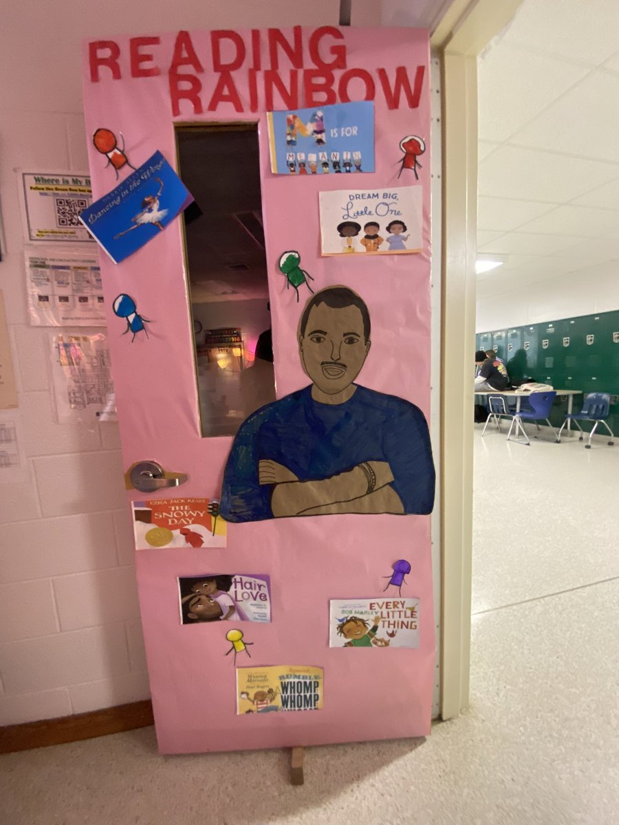 How much do I love our GR VTFTs!?!? I am out today, and they took the leadership to create our Black History door- Lavar Burton’s Reading Rainbow with not only the groundbreaking Snowy Day, but other children’s books by Black authors. <a href="/GRHS_Stallions/">Green Run Stallions</a> <a href="/grcollegiate/">Green Run Collegiate</a> <a href="/TCE_VBCPS/">TCE_VBCPS</a>