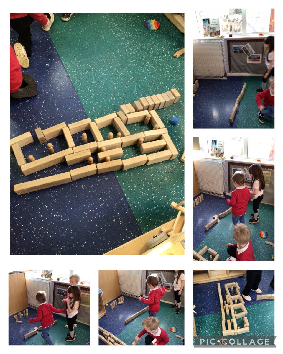 Some excellent block play this morning. ‘A train with a back room’ and a game of bowling set up! Excellent creativity and team working on display! 😀 #blocksrock