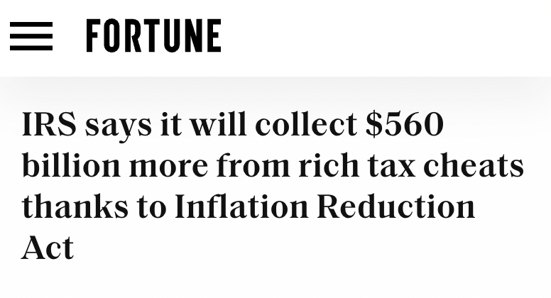 BREAKING: The IRS says it's on track to collect $560 BILLION in unpaid taxes from wealthy tax cheats. This is what happens when you fund the IRS. Anyone trying to rescind funding from the IRS just wants to let wealthy and corporate tax cheats off the hook.