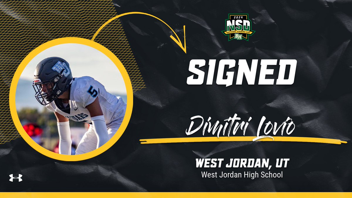BHSU Football (@bhsufb) on Twitter photo The next Yellow Jacket that chose to #PlayInTheHills is Dimitri Lovio! <a href="/dlovio5/">Dimitri Lovio🛸</a>
#WEoverME
🏈: CB
📏: 6'
⚖️: 170
📽️:hudl.com/video/3/132501… The next Yellow Jacket that chose to #PlayInTheHills is Dimitri Lovio! <a href="/dlovio5/">Dimitri Lovio🛸</a>
#WEoverME
🏈: CB
📏: 6'
⚖️: 170
📽️:hudl.com/video/3/132501…