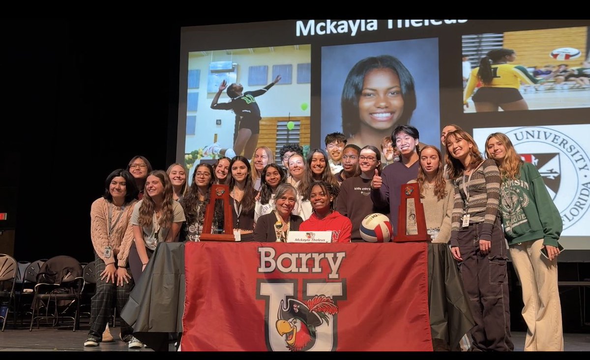 Congrats to all of our senior athletes who signed today! Brady King: Barry University for baseball, Ian Smikle: University of Tulsa for basketball, Sebastian Valencia: Concord University for soccer, and Mckayla Theleus: Barry University for volleyball! Wishing you all the best!🎉