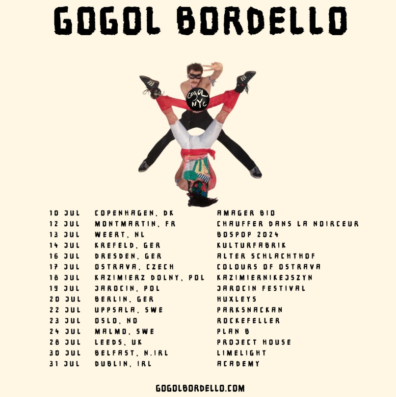 Knitting Factory Entertainment (@knittingfactory) on Twitter photo Europe, get ready for the arrival of @gogolbordello this summer! The group hits the road for an assortment of concerts and festivals throughout the month of July 🌍
All tickets on sale 2/8 head to gogolbordello.com and grab yours while you can 🎟️
📸 <a href="/danger_close/">Billy Negrotti</a> Europe, get ready for the arrival of @gogolbordello this summer! The group hits the road for an assortment of concerts and festivals throughout the month of July 🌍
All tickets on sale 2/8 head to gogolbordello.com and grab yours while you can 🎟️
📸 <a href="/danger_close/">Billy Negrotti</a>