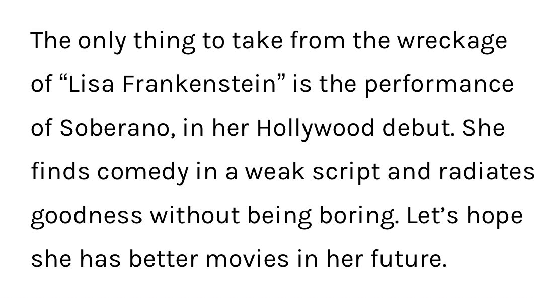 AltheyuhMoves's tweet photo. The reviews are out in rotten tomatoes and though the overall verdict of Lisa Frankenstein is a bit mixed… every critic loves Liza Soberano.  her performance is getting glowing reviews. They talk of her charisma and her comedic timing. One even said her inbox should be full by now.