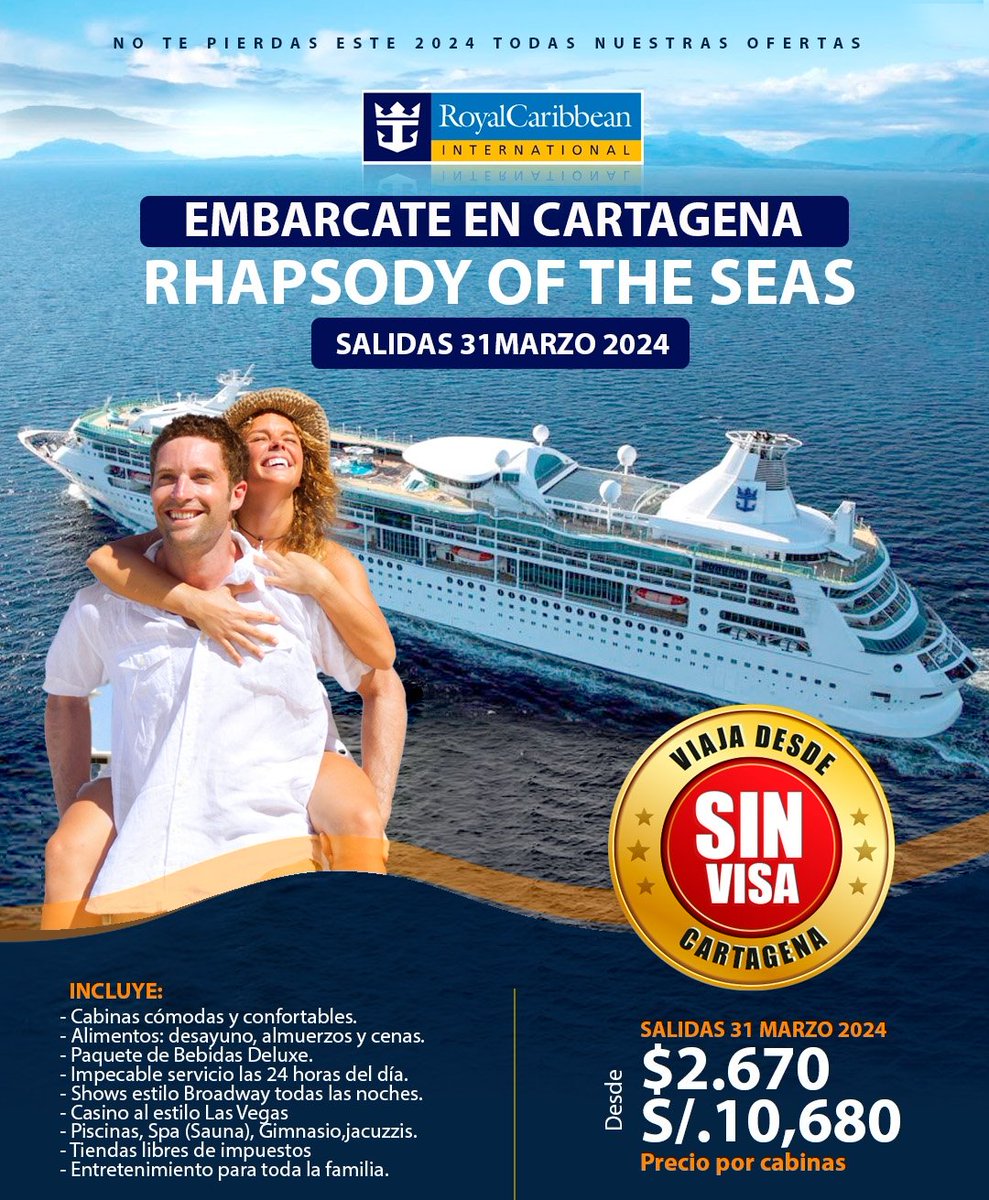 ASL_TURISMO's tweet photo. Unas vacaciones son necesarias ¿qué tal tenerlas a bordo de un crucero?
Escribenos para coordinar https://t.co/N5DZlRzUK0