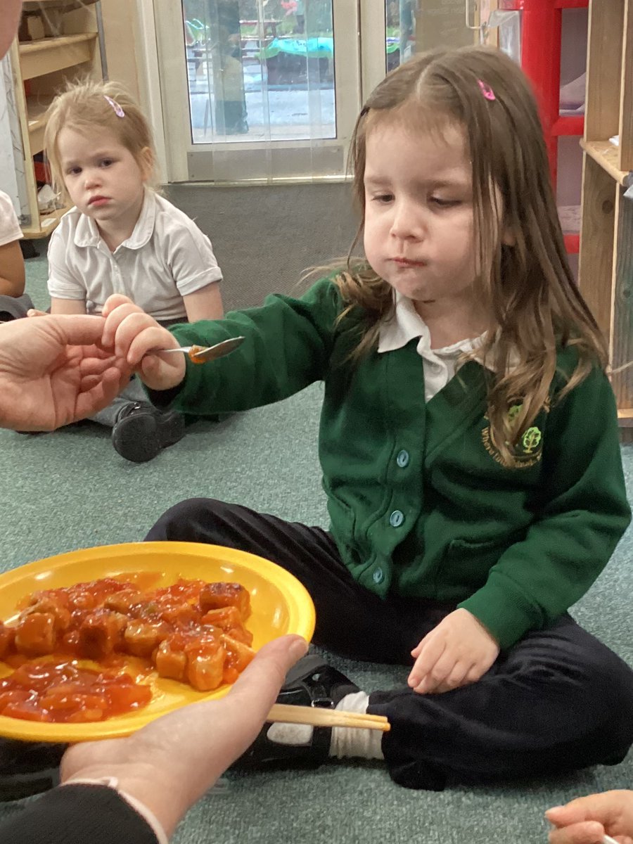 HighwoodPrimF1's tweet photo. Happy Lunar New Year! F1 tried different Chinese food today - noodles, egg fried rice and sweet and sour quorn. Sadly we didn’t have enough chopsticks to give everyone an authentic experience! https://t.co/20GkJ3Hyka