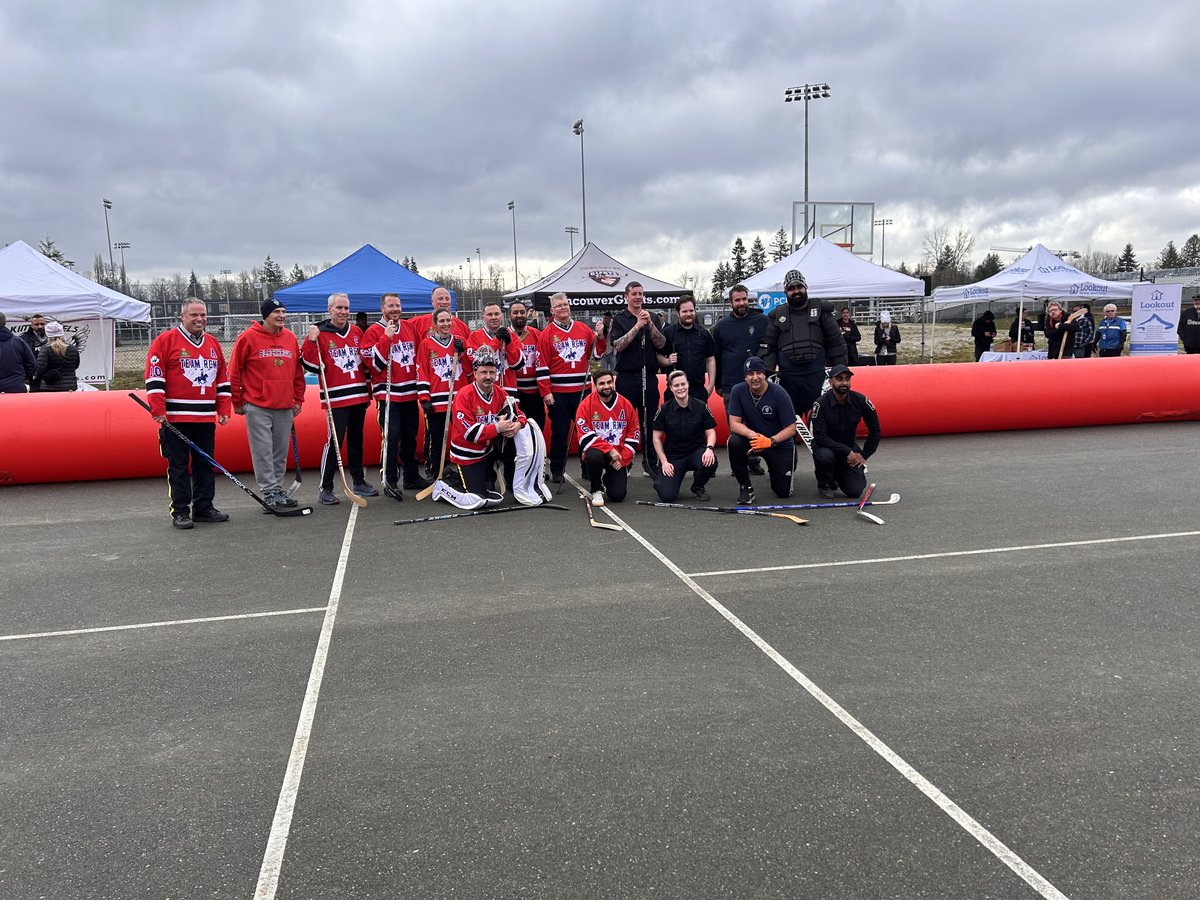 Langley RCMP participated a friendly game of ball hockey yesterday in support of Toque Tuesday.