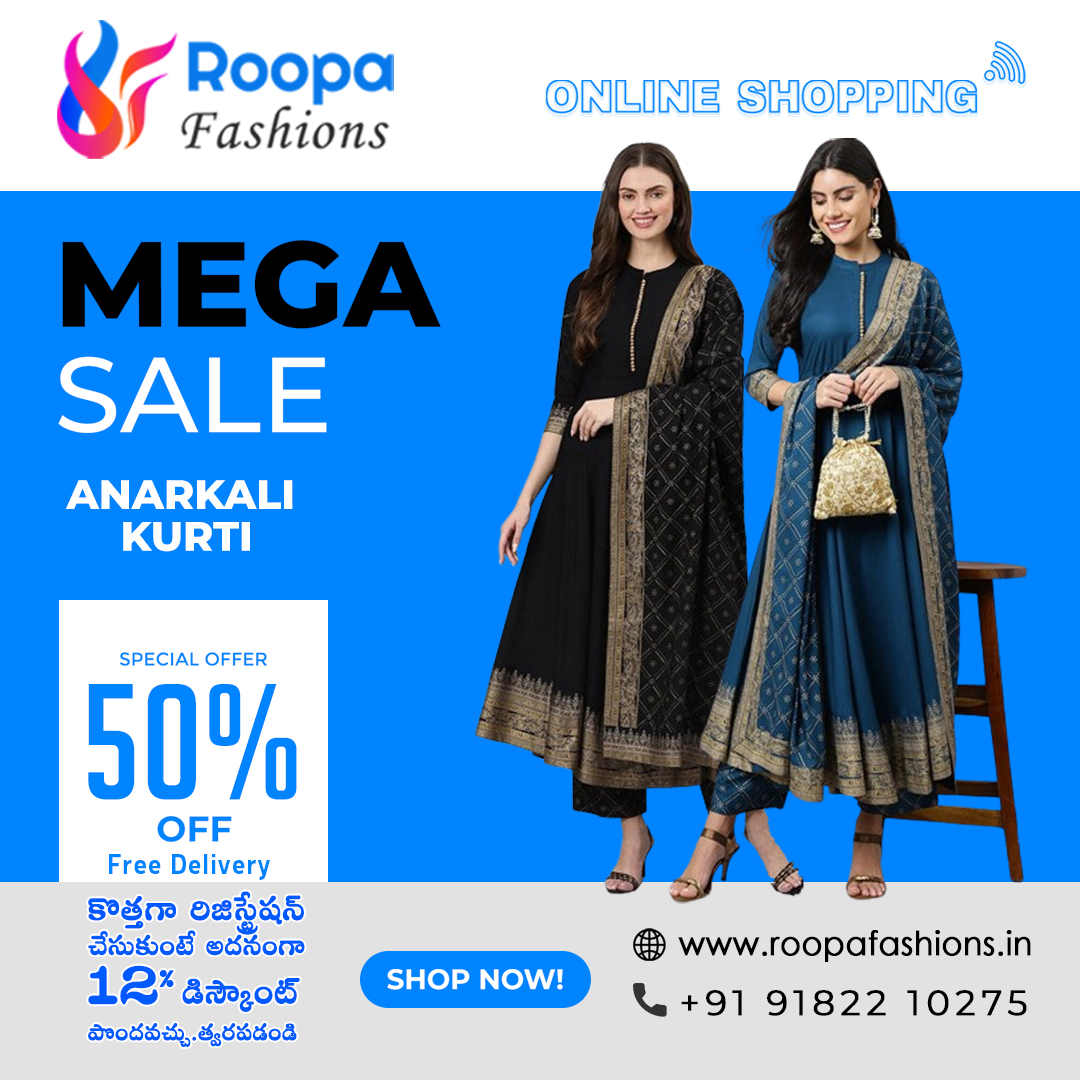 RoopaFashions's tweet photo. ROOPA FASHIONS Anarkali kurtis @ https://t.co/XCTwoj8WiR
now 50%o ff.

Use code NEWREG12 coupon and avail Extra 12% OFF
@ https://t.co/XCTwoj8WiR

Call / WhatsApp: +91 91822 10275
E-mail: help@roopafashions.in
Instagram: https://t.co/7OU9fD5MvS
You tube: https://t.co/yP9TaKz9mc https://t.co/InL0LImhRl