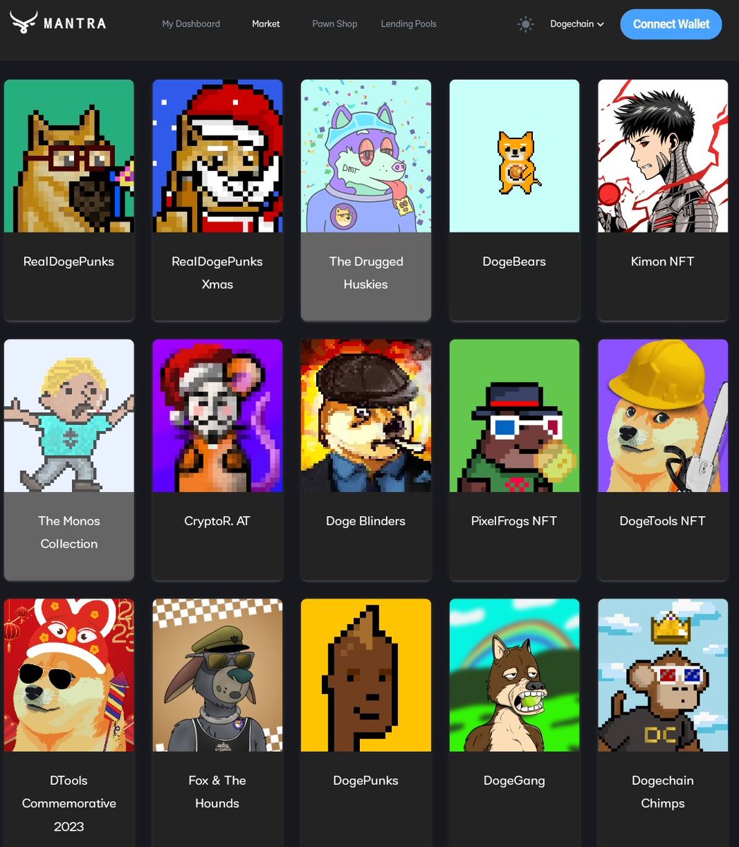 _brownish6's tweet photo. The homebase of #NFTs on Dogechain is @MantraProtocol.

So, anytime you're looking for a cool PFP to rep your DOGE fanship, Mantra is the right NFT marketplace to visit.

#MantraProtocol serves as the ultimate hub for #NFT financialization, offering a wide array of cutting-edge features for your NFT needs either as a creator or a curator. 

Unlike your regular standard marketplace, Mantra enables you to do beyond just listing, buying, or sending #NFTs. You can also:

🔹Mint NFTs and get royalties each time they are sold.

🔹Tip NFTs to other Dogechain users.

🔹Pawn your NFTs for tokens.

🔹Create lending/liquidity pools or deposit to pools to earn rewards.

🔹List and transfer NFTs is bulk.

🔹Buy or list your NFT on Auctions, and others.

Mantra is a one-stop destination to unlock the full potential of your digital assets. Check out the marketplace here: https://t.co/zgGKe8mSDy

Explore @DogechainFamily for updates and projects: https://t.co/pwxFpNGLNR