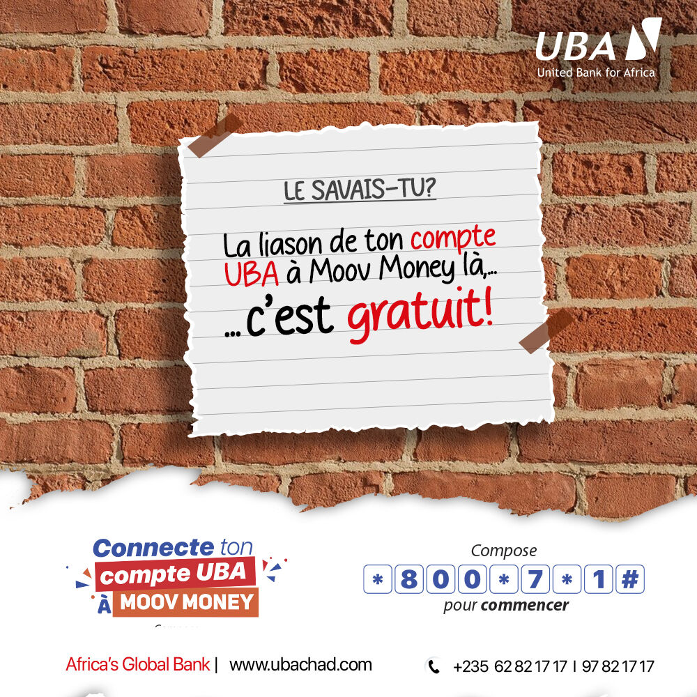 UBATchad's tweet photo. 🤨 Si on t'a dit que pour lier ton #CompteUBA à #MoovMoney, tu dois payer même 1F, c'est qu'on t'a menti. 🤥💸
C'EST TOTALEMENT #GRATUIT!!!! En français facile, ça coute 0 FCFA😎
👉Compose vite *️⃣8️⃣0️⃣0️⃣*️⃣7️⃣*️⃣1️⃣#️⃣ pour commencer👌
#UBACashMoney #UBATchad #MoovAfricaTchad https://t.co/tT1TzlHDcs