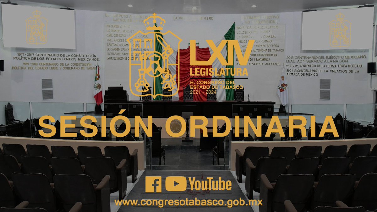 #SesiónOrdinaria | Inicia una Sesión Ordinaria, correspondiente al 07 de febrero de 2024
#CongresoTabasco #LXIVLegislatura

Sigue la transmisión #EnVivo 📡 a través de ⬇️
🖥️ congresotabasco.gob.mx
📱 facebook.com/CongresodelEst…
▶ youtube.com/c/congresodele…