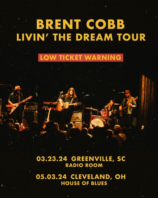 Well hell. We're already at less than 20 tickets at @RadioRoomGVL so yall best get em before you can't! Tickets here: brentcobbmusic.com/tour