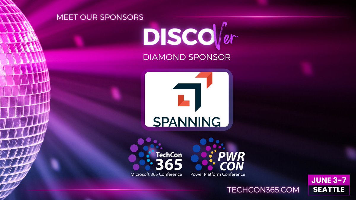 TechCon 365, PWRCON & DATACON (@techcon365) on Twitter photo We are excited to welcome <a href="/spanningbackup/">Spanning Backup</a> as a Diamond Sponsor of <a href="/TechCon365/">TechCon 365, PWRCON & DATACON</a> + PWRCON Seattle, June 3-7, 2024!
Spots are going fast. Don't miss out on super early bird savings ending tomorrow, register today at techcon.ai/seattletickets We are excited to welcome <a href="/spanningbackup/">Spanning Backup</a> as a Diamond Sponsor of <a href="/TechCon365/">TechCon 365, PWRCON & DATACON</a> + PWRCON Seattle, June 3-7, 2024!
Spots are going fast. Don't miss out on super early bird savings ending tomorrow, register today at techcon.ai/seattletickets