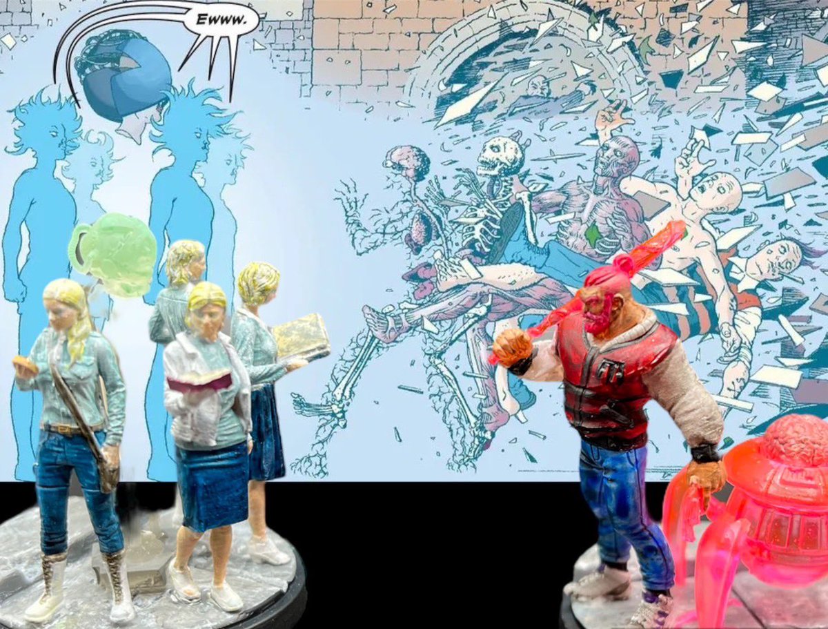 DarkBrote's tweet photo. Some of my favorite psychics! More for some homebrew Marvel Zombies #zombicide #marvelzombicide #quintinquire #stepfordcuckoos #professorx #emmafrost https://t.co/tIyRvHcKdy