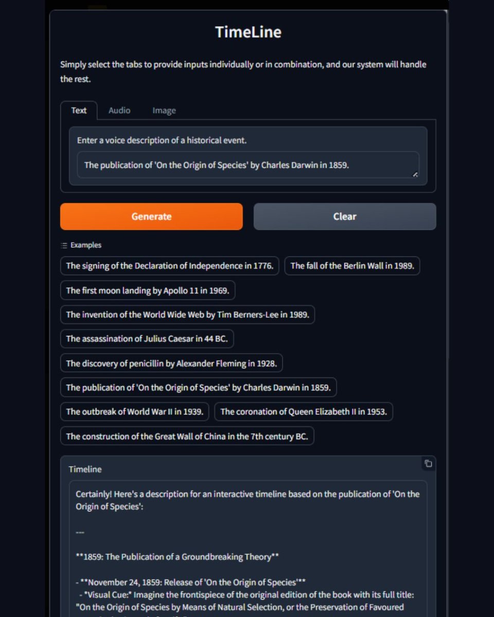 appstormai's tweet photo. Unravel history with our interactive timeline creator from #Appstorm.ai! Simply type your idea and witness as it crafts mesmerizing visual timelines from your text. Your best bud for history projects!🕰️
Check out the app: https://t.co/8K22Ko1o84
#GPT #generativeai https://t.co/JZeyNCV4PO