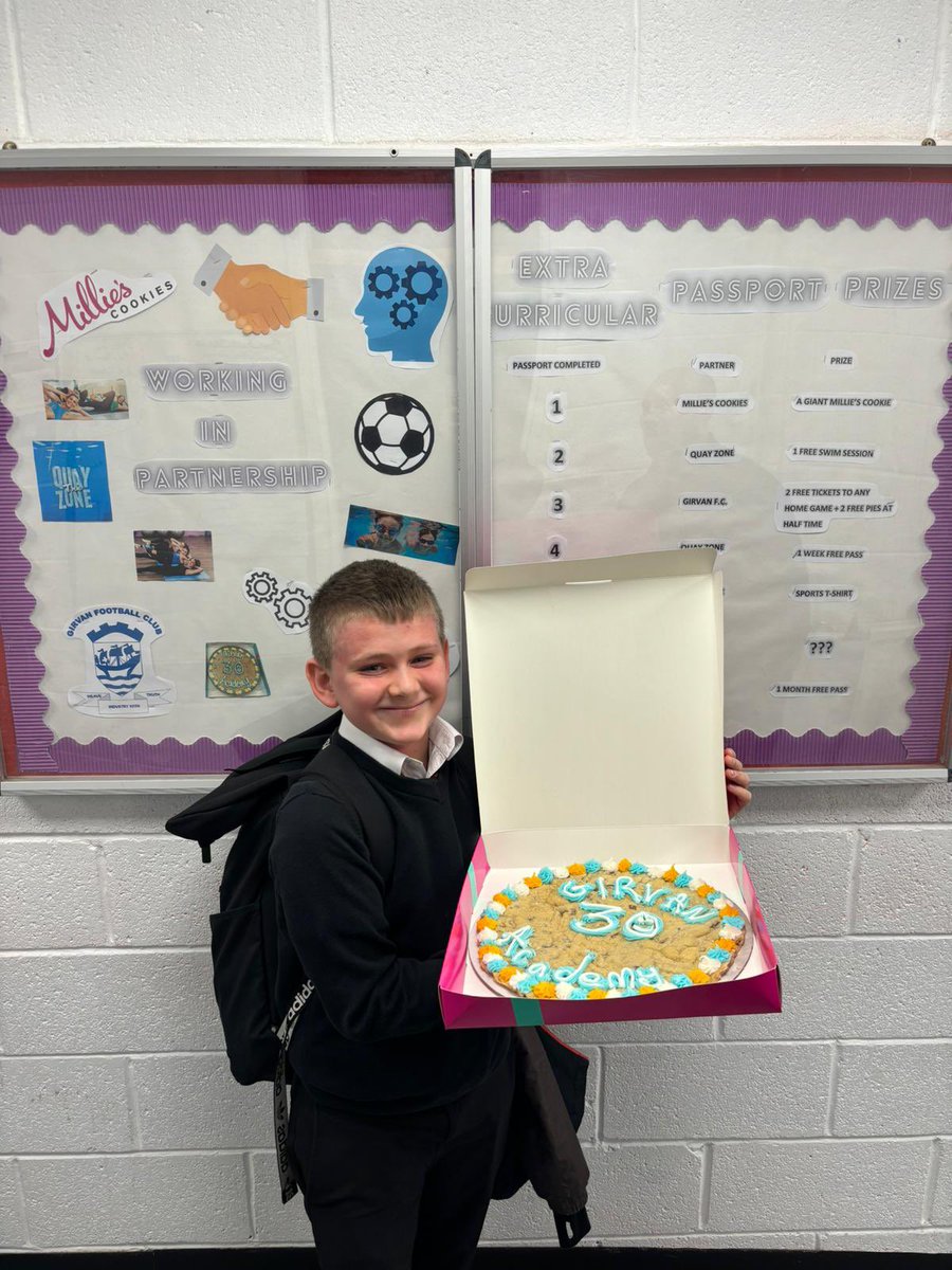 girvanpe (@girvanacadpe) on Twitter photo Mid-week Cookies 😃 Well done to Oscar and Luke for completing their 1st Extra-curricular Passport 👏🏻👏🏻 Here they are receiving a giant <a href="/MilliesCookies/">Millie's Cookies</a>! So lucky to continue this partnership- thank you!! <a href="/girvanacademy/">Girvan Academy</a> Mid-week Cookies 😃 Well done to Oscar and Luke for completing their 1st Extra-curricular Passport 👏🏻👏🏻 Here they are receiving a giant <a href="/MilliesCookies/">Millie's Cookies</a>! So lucky to continue this partnership- thank you!! <a href="/girvanacademy/">Girvan Academy</a>