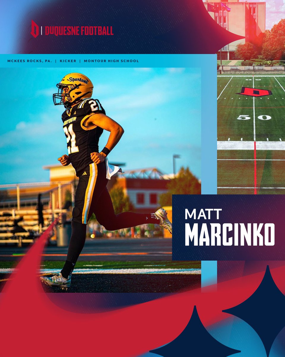Duquesne Football (@duqfb) on Twitter photo Welcome to the Bluff!
ππππ πππ«ππ’π§π€π¨
πΉ McKees Rocks, PA
πΉ Kicker
#GoDukes | <a href="/MMarcinko21/">Matt Marcinko</a> Welcome to the Bluff!
ππππ πππ«ππ’π§π€π¨
πΉ McKees Rocks, PA
πΉ Kicker
#GoDukes | <a href="/MMarcinko21/">Matt Marcinko</a>