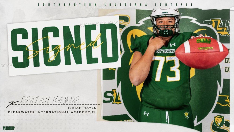 Isaiah Hayes (@isaiah73hayes) on Twitter photo Extremely Blessed and excited to announce I have SIGNED with Southeastern Louisiana University!!!!!! <a href="/AJ_Hopp/">AJ Hopp</a> @CoachMeyerCAI <a href="/CoachJesse18/">Jesse Chinchar</a> @CoachJohnsonCAI #TRENCHMAFIA Extremely Blessed and excited to announce I have SIGNED with Southeastern Louisiana University!!!!!! <a href="/AJ_Hopp/">AJ Hopp</a> @CoachMeyerCAI <a href="/CoachJesse18/">Jesse Chinchar</a> @CoachJohnsonCAI #TRENCHMAFIA