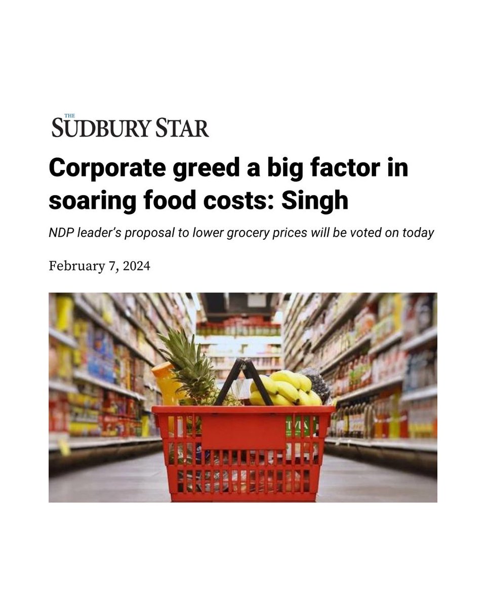 theJagmeetSingh's tweet photo. Groceries prices will come down when someone has the guts to stand up Galen Weston.

Justin Trudeau refuses to do it. Pierre Poilievre’s campaign manager is a paid lobbyist for Loblaws.

They can’t be trusted.  
 
I’ll be a Prime Minister for you, not Galen Weston. https://t.co/hnfBkB2tqP