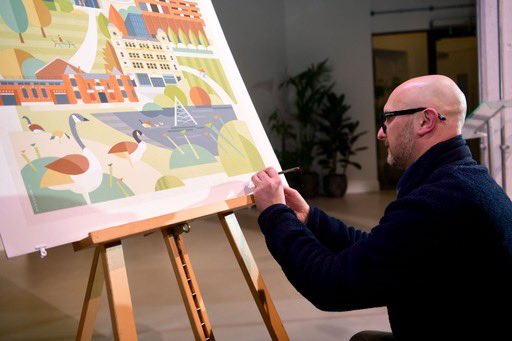 I was thrilled to launch my new print of Aston University, titled ‘One Aston’, at a very special ceremony yesterday in John Cadbury House. brumhaus.uk/products/aston… #oneaston #astonuniversity Photo credit @jassansi